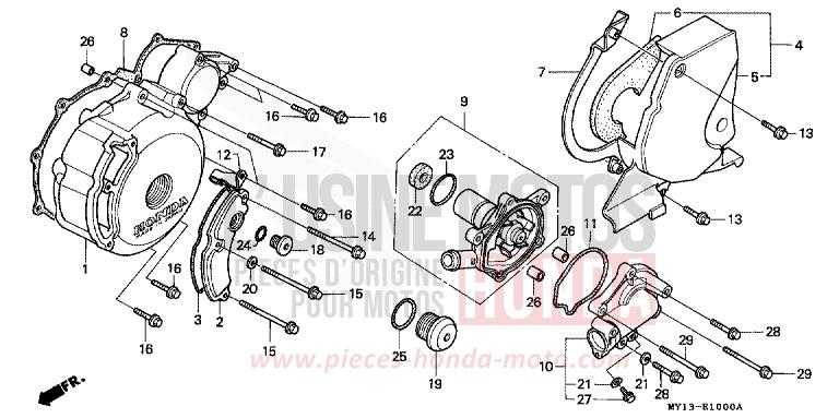 LEFT CRANKCASE COVER/ WATER PUMP for Africa Twin 750 BLACK (NH1E) from 1995